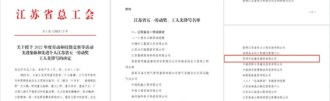 【喜訊】蘇州中設榮獲“江蘇省五一勞動(dòng)獎狀”榮譽(yù)稱(chēng)號